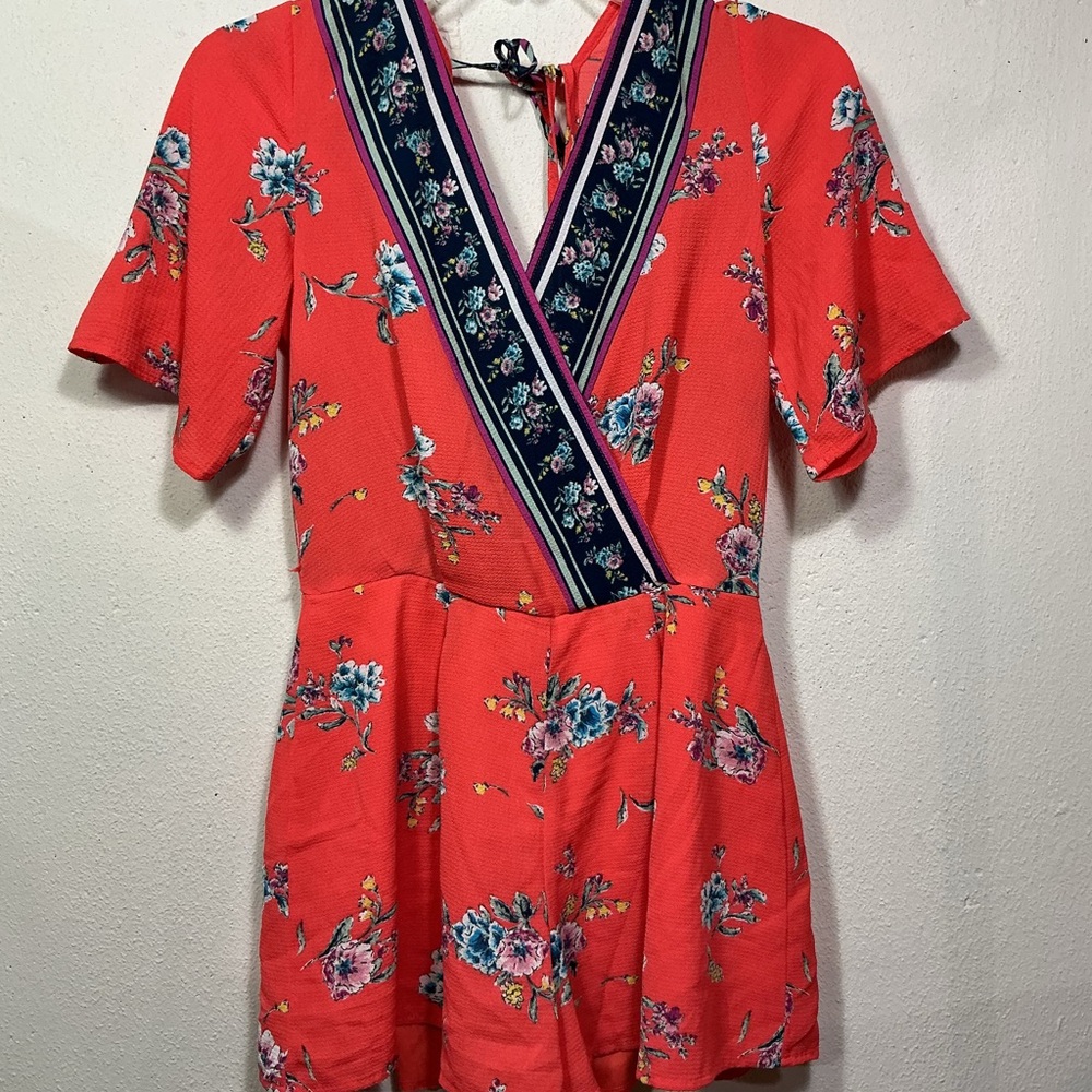 Trixxi Red Floral Romper